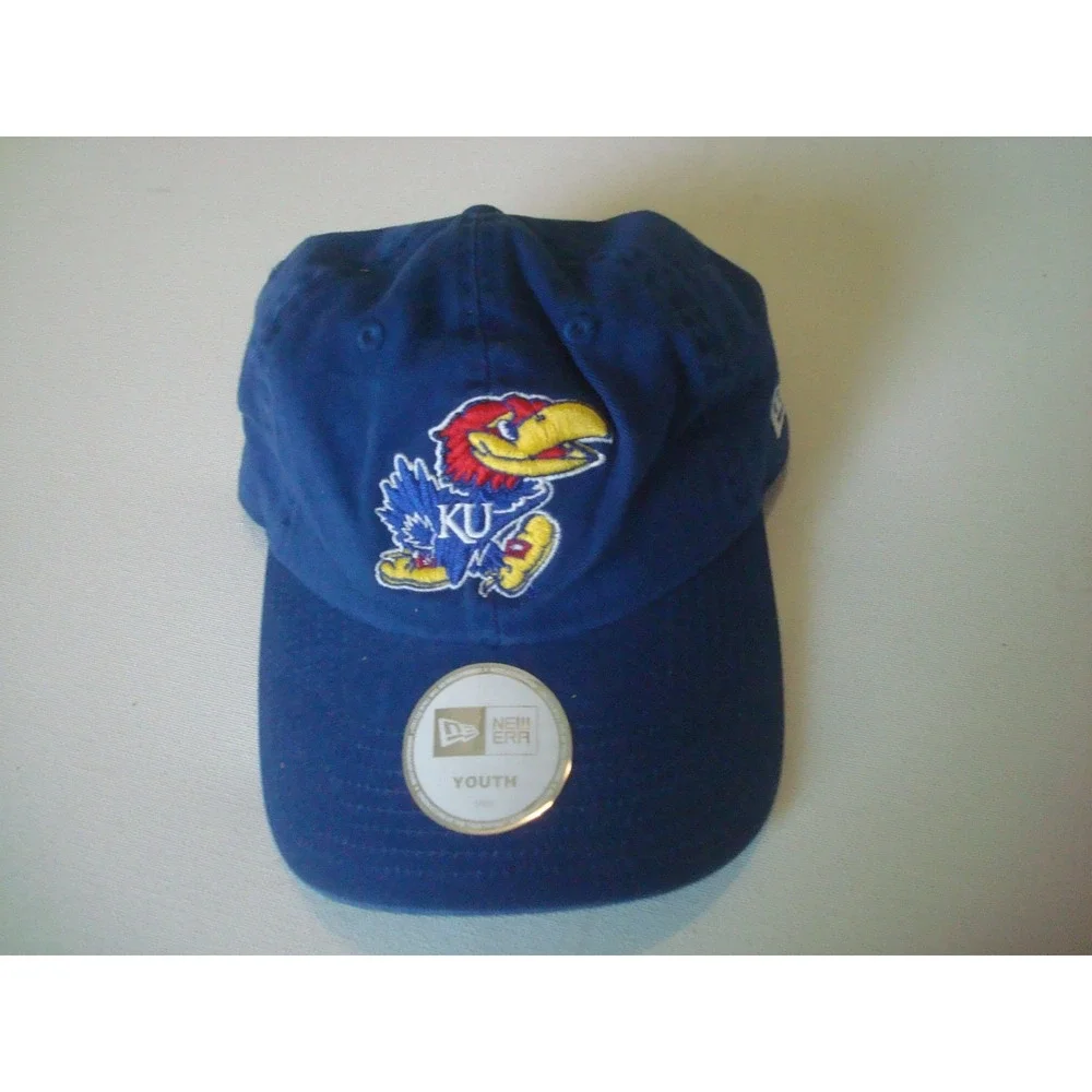 YOUTH KANSAS JAYHAWKS NEW ERA 00S Y2K  STRAPBACK  HAT CAP VINTAGE P2